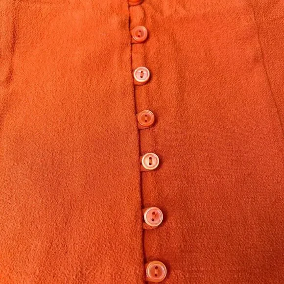 Aritzia Sunday Best Button Down Mini Dress Women Sz 4 Red Orange Short Sleeve - Picture 8 of 15